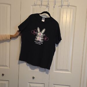 Kids Black Bunny Graphic T-Shirt